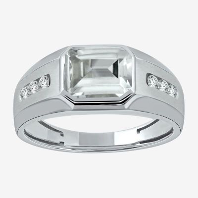 Mens Genuine Topaz Sterling Silver Fashion Ring