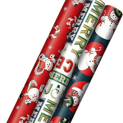 Hallmark Vintage Christmas Wrapping Paper Cut Lines on Reverse (3 Roll