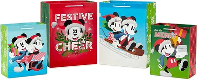 Hallmark Mickey and Minnie Christmas Gift Bags in Assorted Sizes (4 Ba