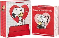 Hallmark Peanuts Valentine's Day Gift Bag Bundle (2 Bags: 1 Large 13",