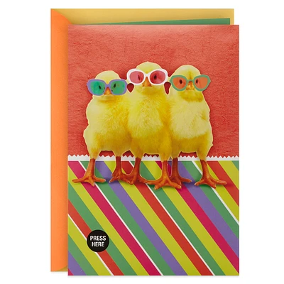 Hallmark Funny Musical Easter Card for Kids, Chicks in Sunglasses (Pla