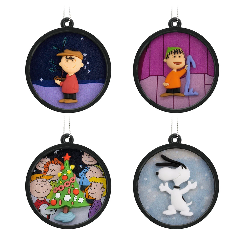 Peanuts Scenes Mini Christmas Ornaments, Shatterproof, Set of 4