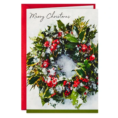 Hallmark Christmas Cards, Snowy Wreath (40 Cards and Envelopes)