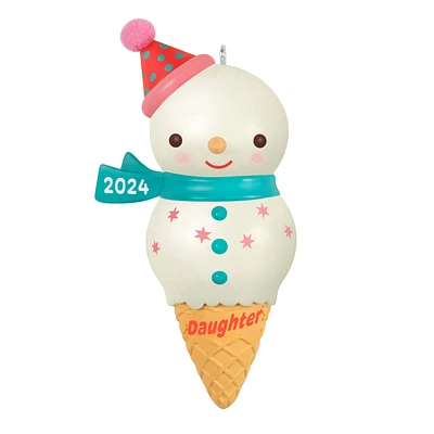 Keepsake Christmas Ornament 2024, Daughter Snowman Ice Cream Cone 2024