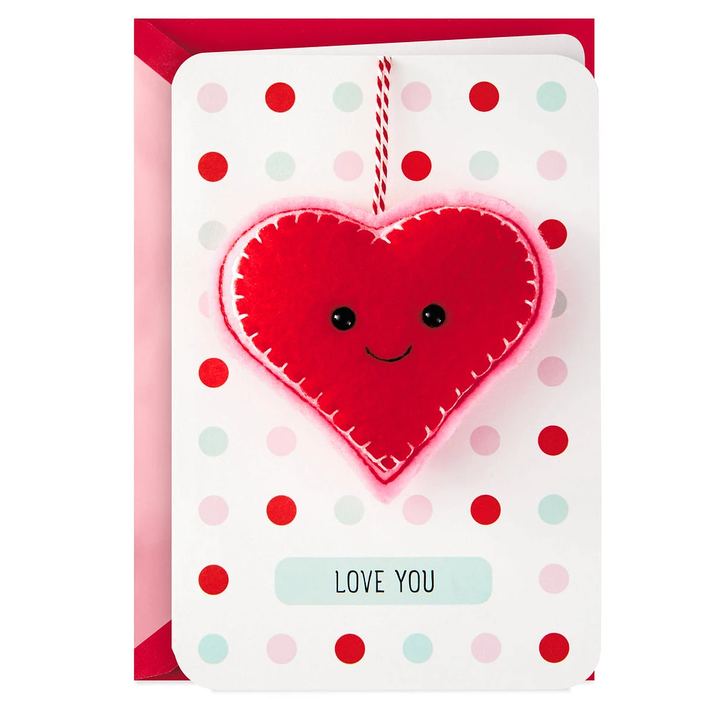 Signature Valentines Day Card for Kids (Removable Felt Heart Ornament)