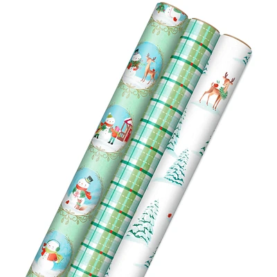 Hallmark Christmas Wrapping Paper with Cut Lines on Reverse (3 Rolls: