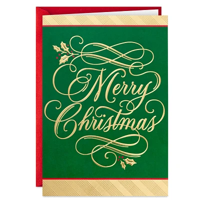 Hallmark Boxed Christmas Cards, Green and Gold (40 Cards with Envelope