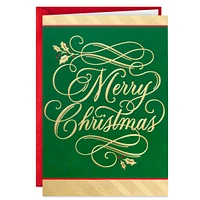 Hallmark Boxed Christmas Cards, Green and Gold (40 Cards with Envelope