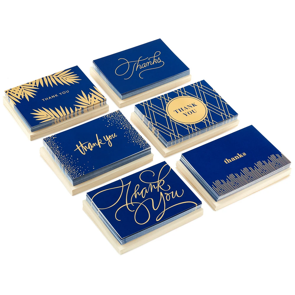 Hallmark Thank You Cards Assortment, Gold and Navy (120 Thank You Note