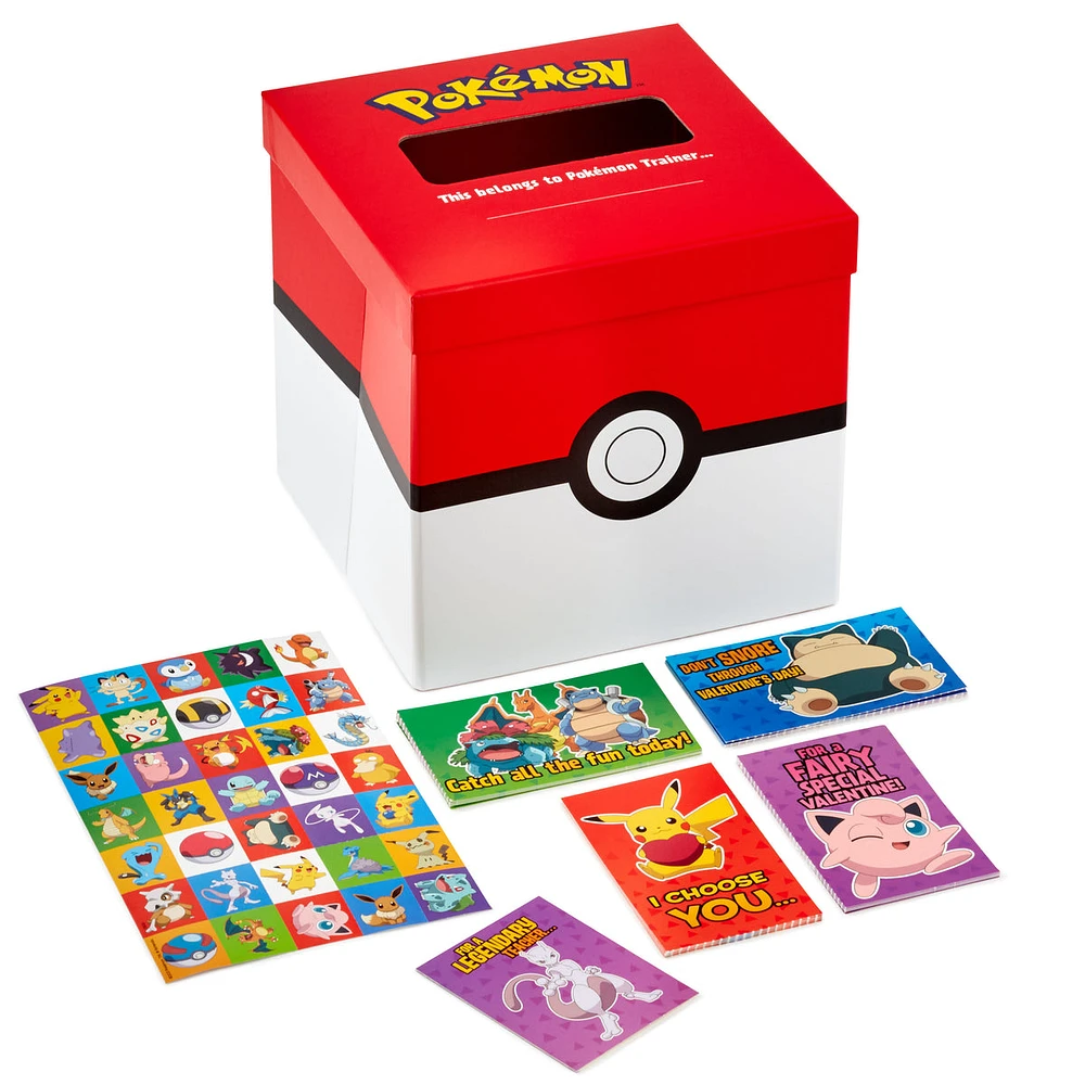 Pokémon Valentines Day Cards and Mailbox for Kids School Classroom Exc