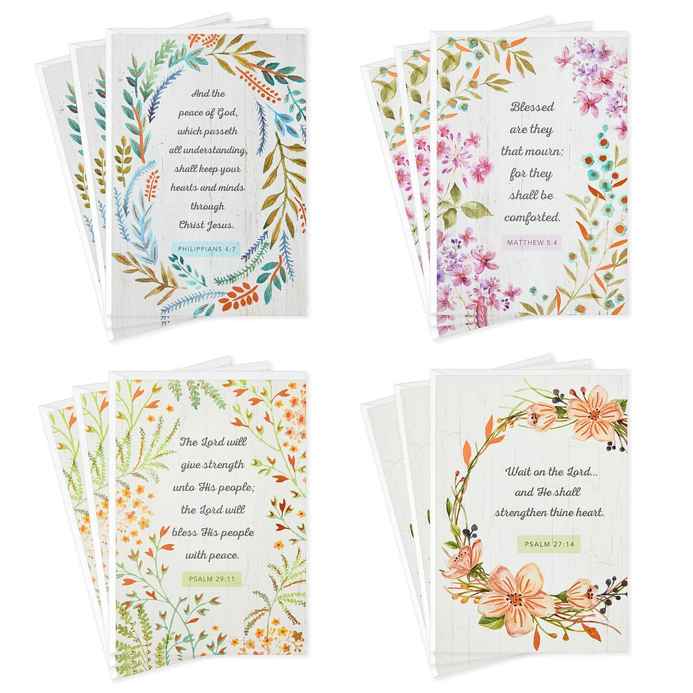 DaySpring Assorted Religious Sympathy Cards, Floral Wreaths (12 Cards