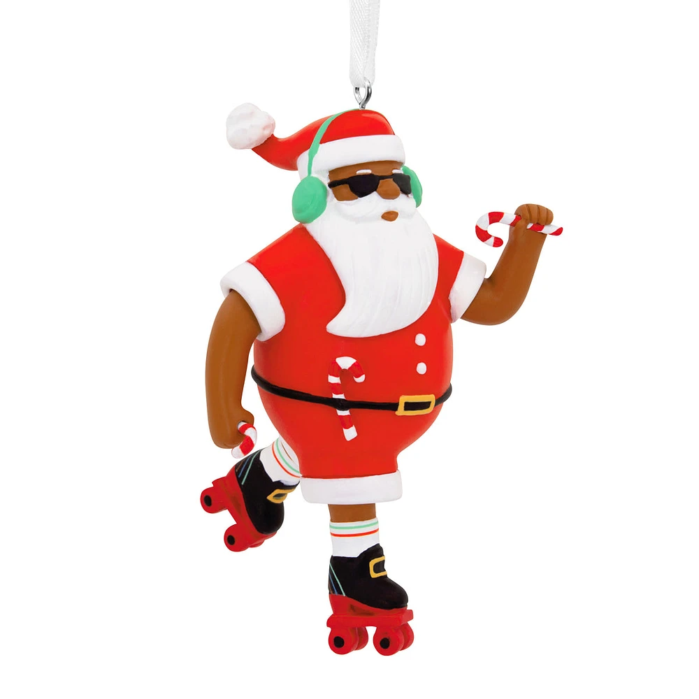 Mahogany Roller Skating Black Santa Claus Christmas Ornament