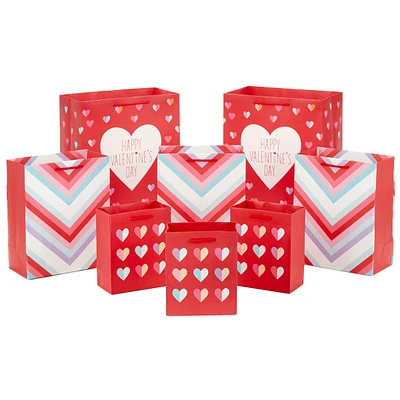 Valentine's Day Assorted Size Gift Bags (8 Bags: 3 Small 6", 3 Medium