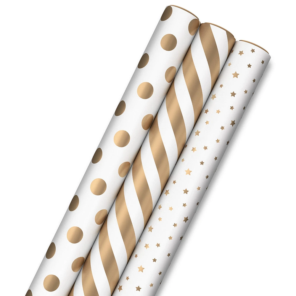 Hallmark All Occasion Wrapping Paper Bundle with Cut Lines on Reverse