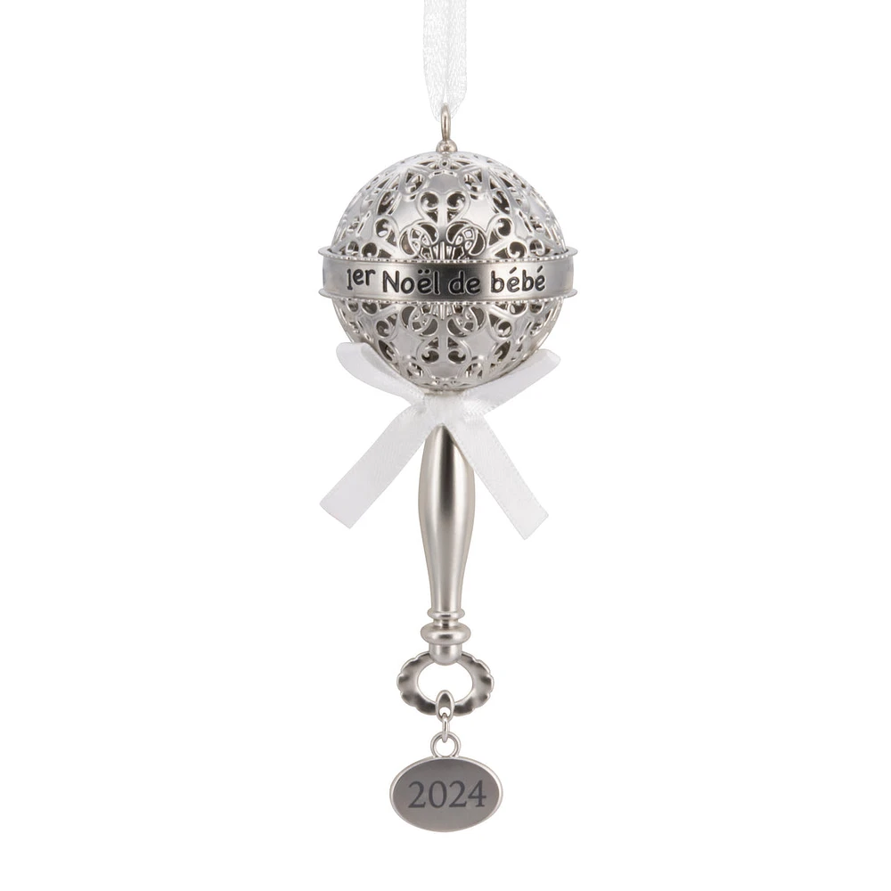 Hallmark Christmas Ornament (1er Noël de Bébé Silver Baby Rattle 2024