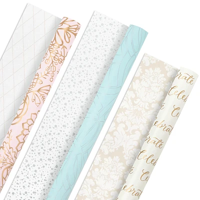 Hallmark All Occasion Reversible Wrapping Paper Bundle - Pastel & Meta