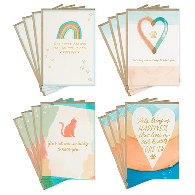 Hallmark Pet Sympathy Cards Assortment, Hearts and Rainbows (16 Cards