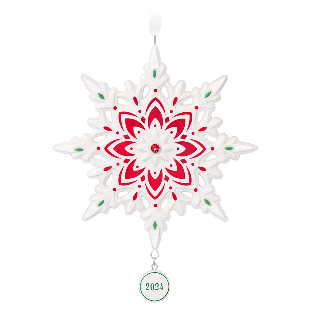 Keepsake Christmas Ornament 2024, Snowflake 2024, Porcelain, Snowflake