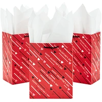 Hallmark 8" Medium Valentine's Day Gift Bags with Tissue Paper (3 Bags