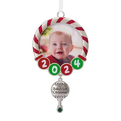 Baby's First Christmas Red and Green 2024 Photo Frame Christmas Orname