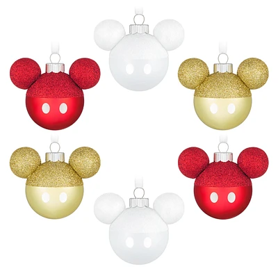 Keepsake Christmas Ornaments, Disney Mickey Mouse, Glass, Set of 6, Gi