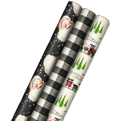 Hallmark Black Christmas Wrapping Paper with Cut Lines on Reverse (3 R