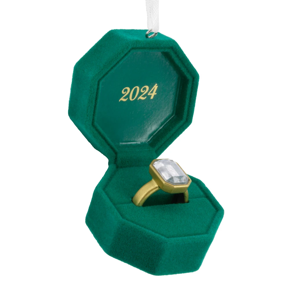 Engagement Ring in Green Box 2024 Christmas Ornament