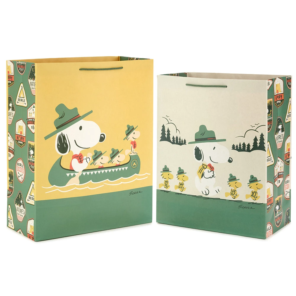 Hallmark Peanuts Gift Bag Bundle (2 Bags: 1 Large 13", 1 XL 15") Snoop