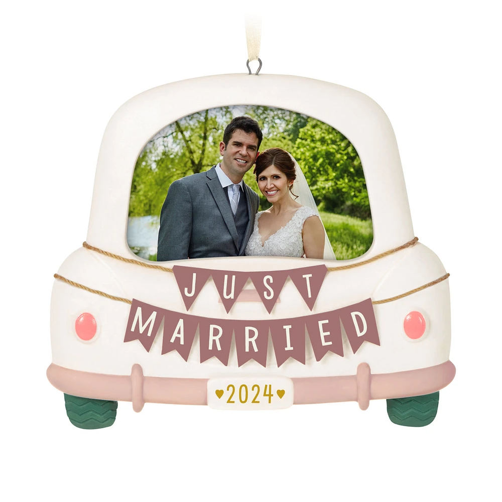 Keepsake Christmas Ornament 2024, Just Married 2024 Photo Frame, Porce