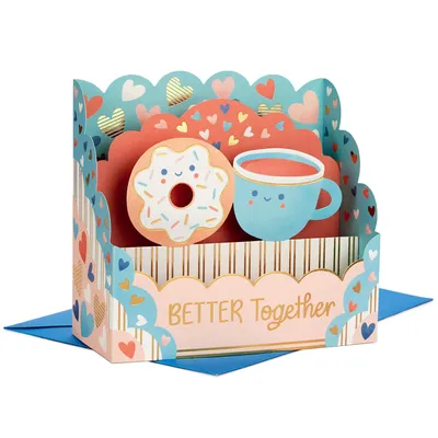 Hallmark Paper Wonder Better Together Pop Up Card (Coffee & Donuts) for Anniversary, Sweetest Day, Love