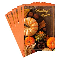 Fall Thinking of You Cards (8 Cards with Envelopes) Pumpkins and Leave