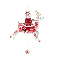 Keepsake Christmas Ornament 2024, Pull-String Reindeer With Santa, Woo