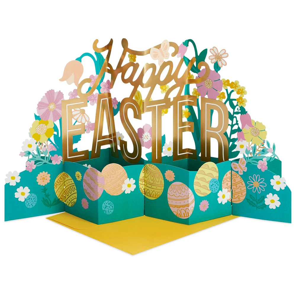 Jumbo Easter Eggs and Flowers 3D Pop-Up Easter Card