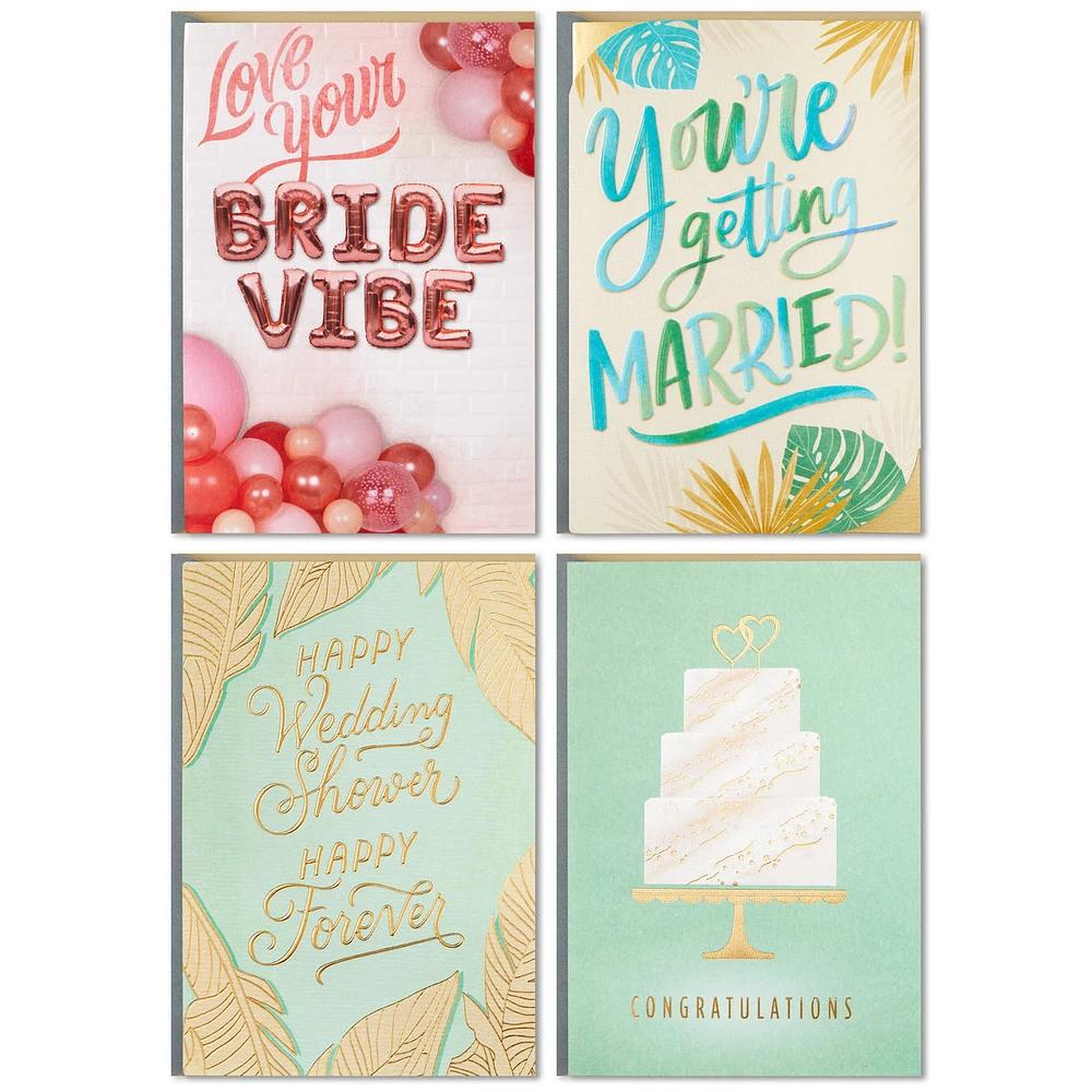 Hallmark Wedding Events Card Assortment, 4 Cards with Envelopes (Engag