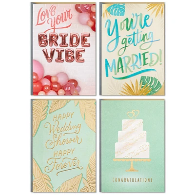 Hallmark Wedding Events Card Assortment, 4 Cards with Envelopes (Engag