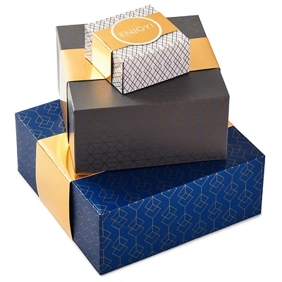 Hallmark Gift Boxes with Wrap Bands, Assorted Sizes (3-Pack: White, Gr