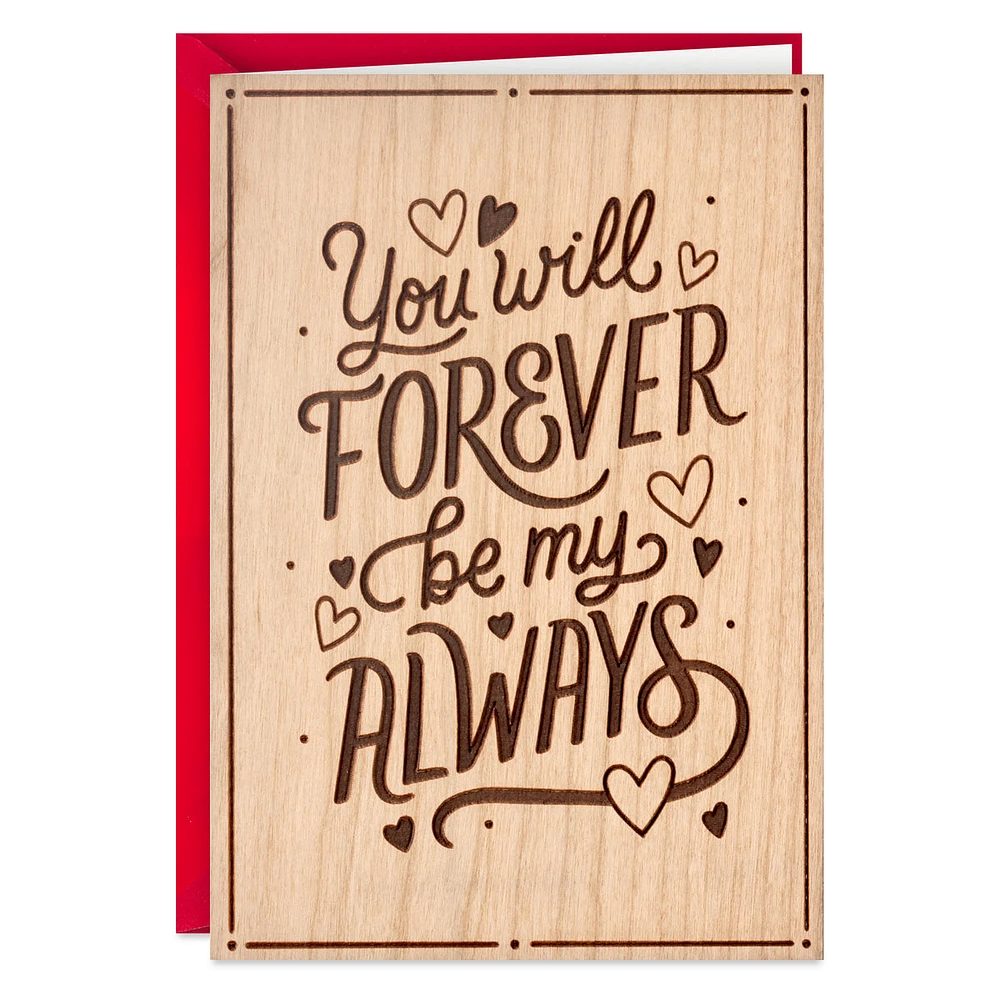 Signature Romantic Wood Anniversary Card, Love Card for Husband, Wife,