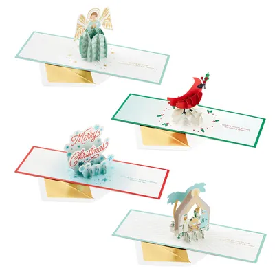 Signature Paper Wonder Pop Up Christmas Cards Assortment, Religious (4 Holiday Cards with Envelopes)
