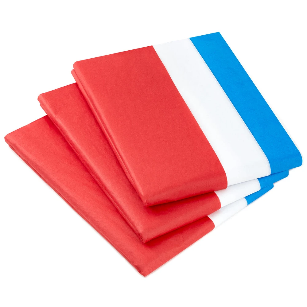 Red, White and Blue Bulk Tissue Paper (120 Sheets) for Gift Bags