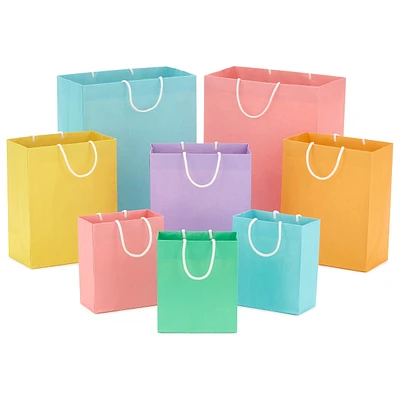 Recyclable Gift Bag Assortment (8 Bags: 3 Small 6", 3 Medium 9", 2 Lar