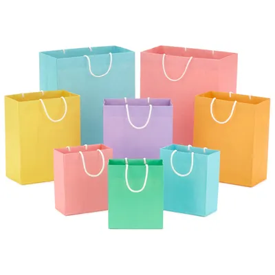 Recyclable Gift Bag Assortment (8 Bags: 3 Small 6