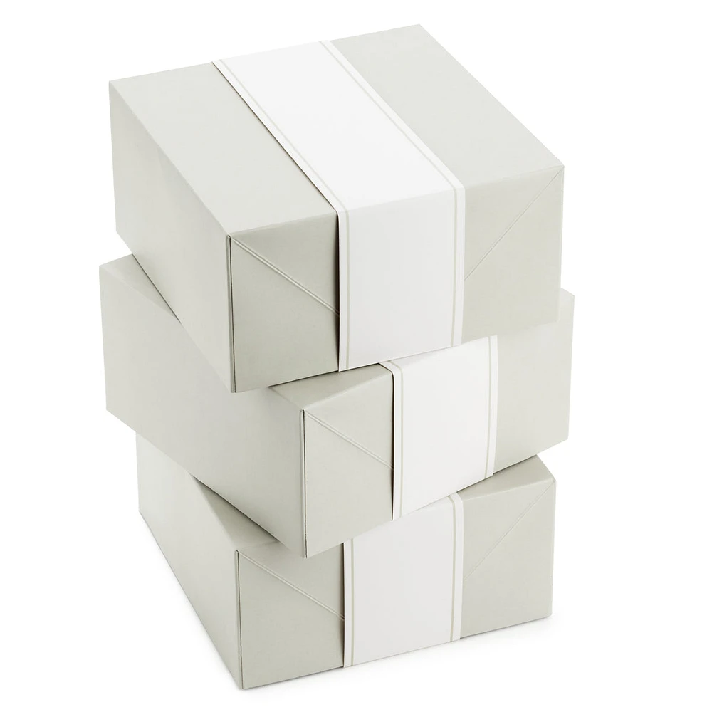 Hallmark 8" Medium Pearl White Gift Boxes with Wrap Bands (3 Boxes, 3