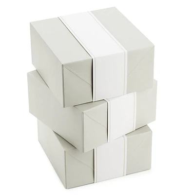 Hallmark 8" Medium Pearl White Gift Boxes with Wrap Bands (3 Boxes, 3