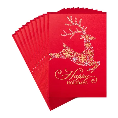 Christmas Cards, Snowflake Reindeer (10 Cards with Envelopes)