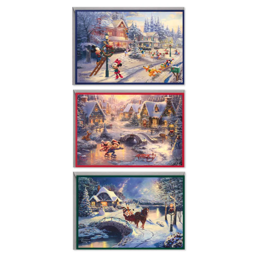 Hallmark Thomas Kinkade Boxed Christmas Cards Assortment, Mickey Mouse (3  Designs, 24 Christmas Cards with Envelopes)