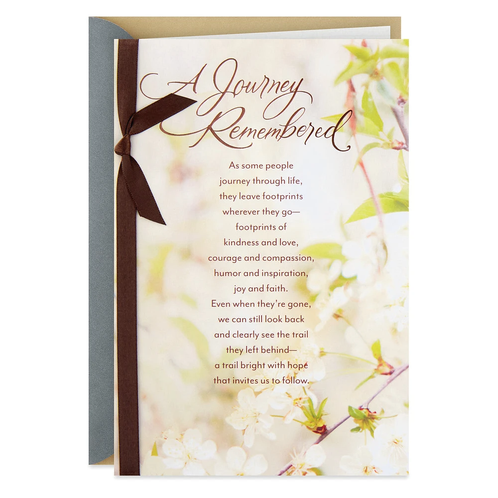 Mahogany Religious Sympathy Greeting Card (They Leave Footprints)