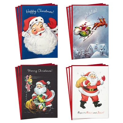 Boxed Christmas Cards, Vintage Santa Claus (4 Designs, 12 Cards and En