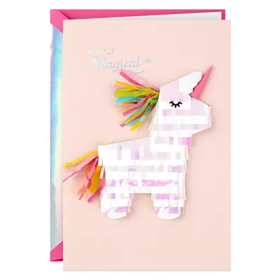 Unicorn Piñata Simply Magical Birthday Card