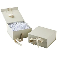 Hallmark Foldable Gift Box Bundle (2 Matching Boxes with Ribbon: Pearl