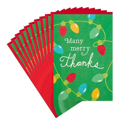 Pack of Christmas Thank You Cards, Merry Thanks (10 Cards with Envelop